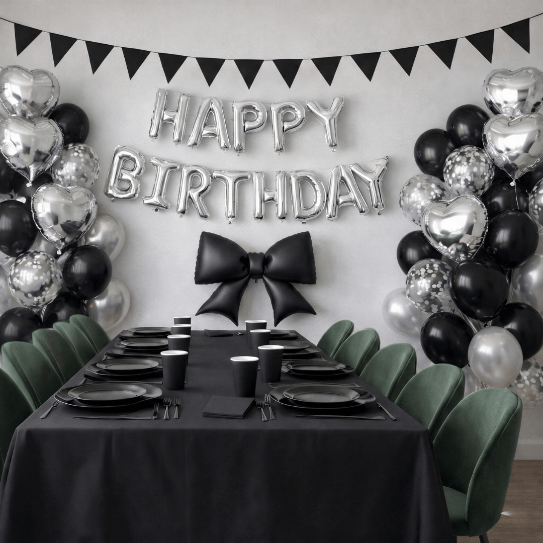 Black & Silver Luxury Birthday Party Kit