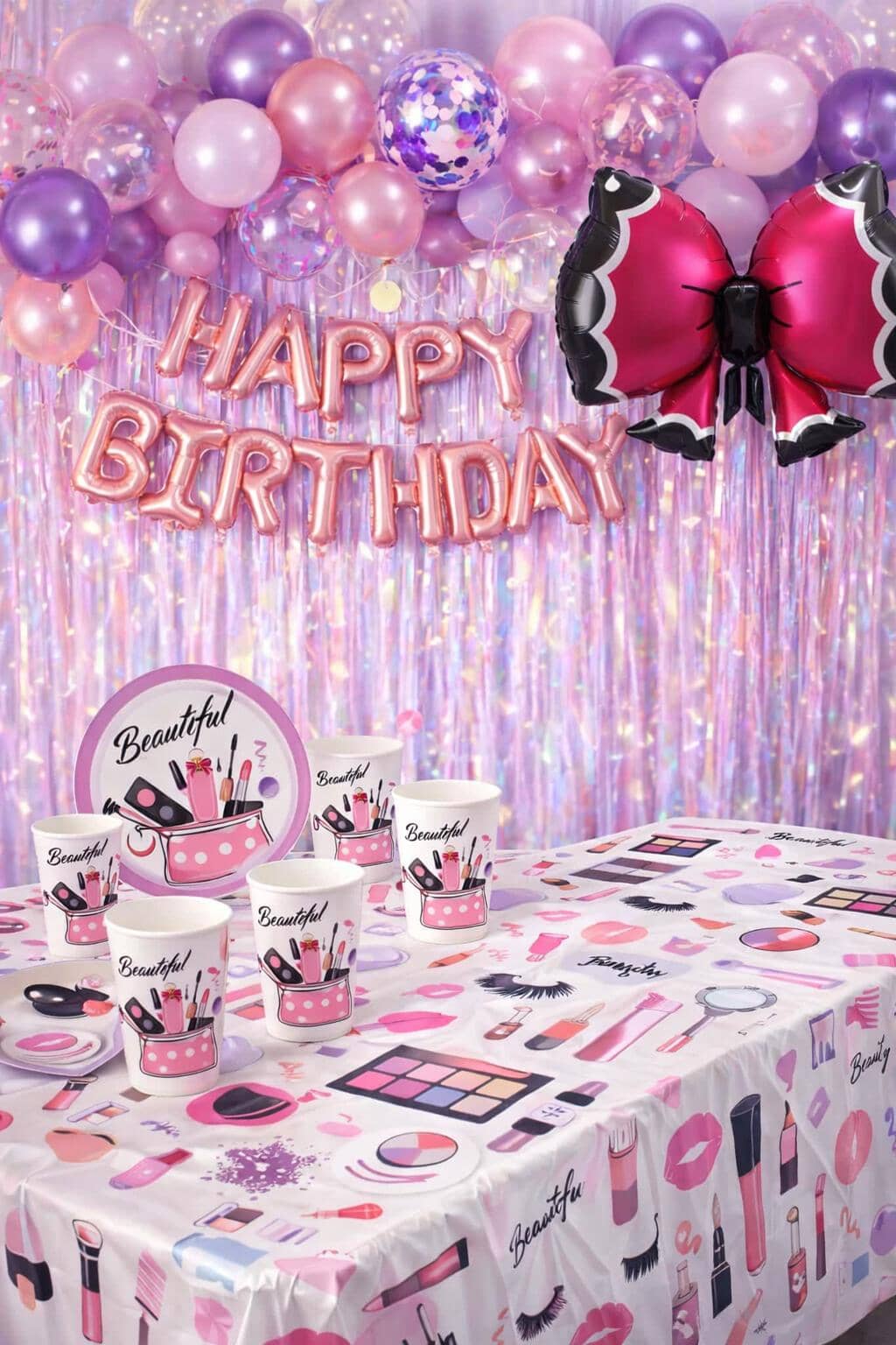Spa Birthday Party Decoration Kit – Pink Glitter Theme