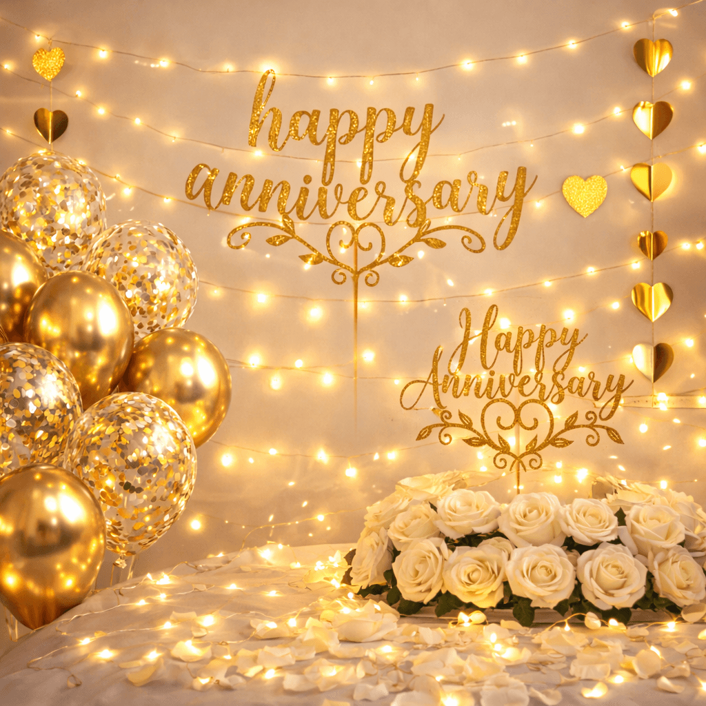 Gold Anniversary Celebration Decoration Set, styled