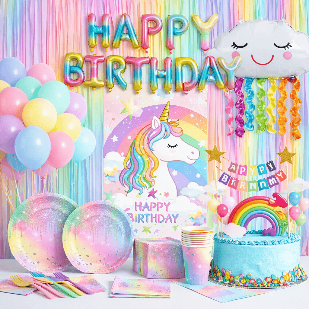 Rainbow Unicorn Birthday Party Kit