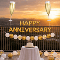 Luxury Anniversary Party Decoration Set – Gold &amp; White Theme 