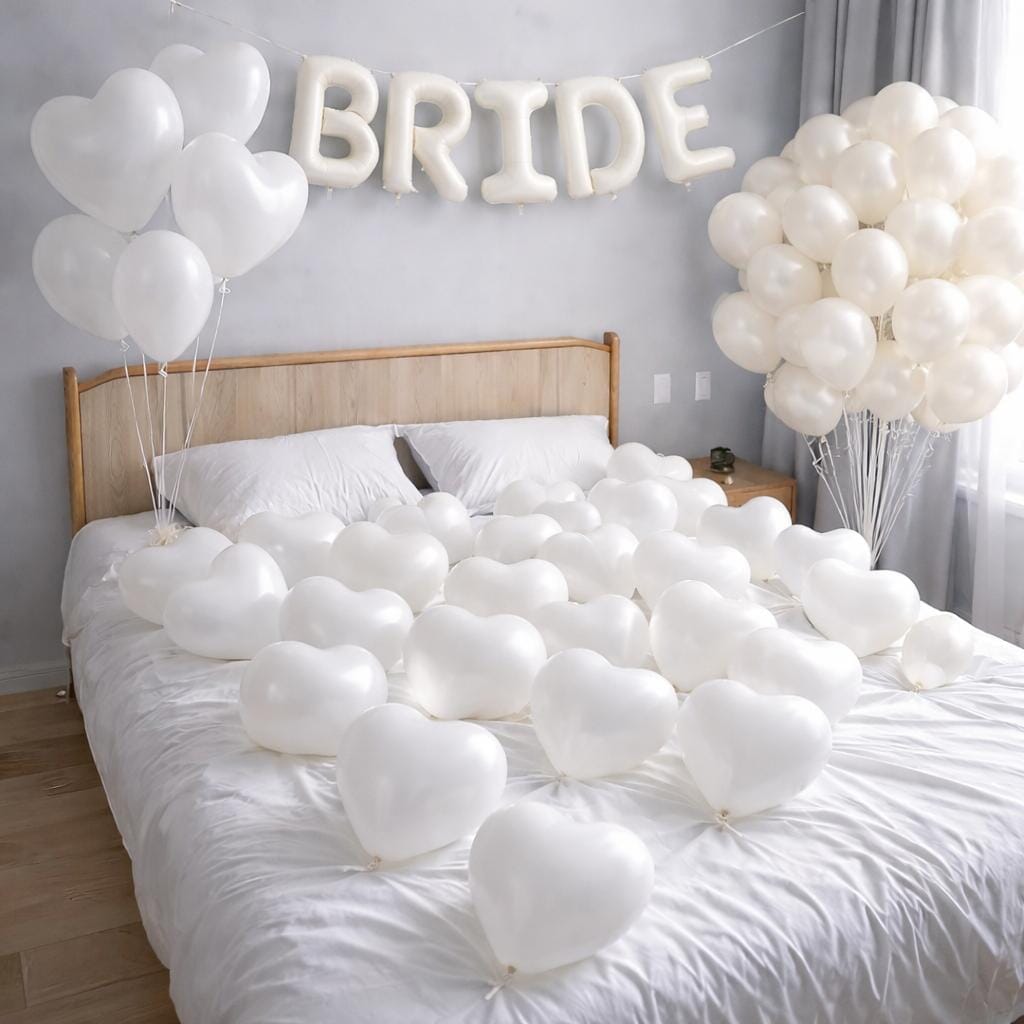 Luxury White Heart Balloon Set – Elegant Romantic Decoration 