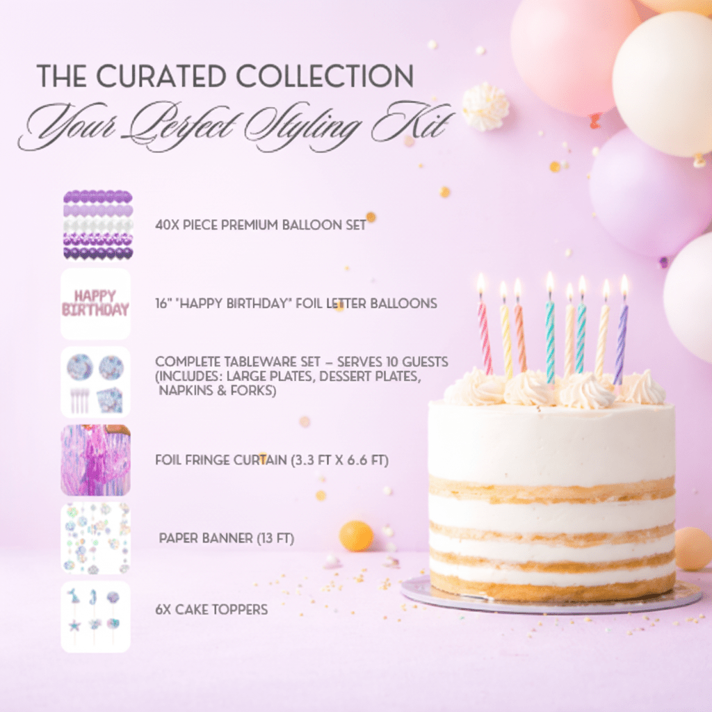 Mermaid Birthday Party Decoration Kit – Purple &amp; Rose Gold 